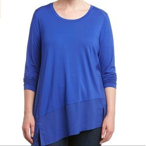 Melissa McCarthy Assymetrical Tunic 2X Cobalt blue